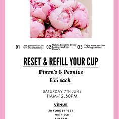 Pimms and Peonies 7th June 11am to 12 30pm