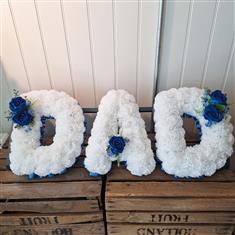 DAD letters with blue sprays 