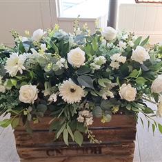 3ft all white silk coffin spray